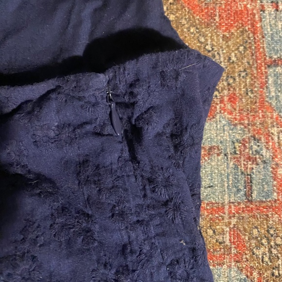 Dark Navy Isaac Mizrahi Embroidered Cotton Dress - Picture 4 of 6